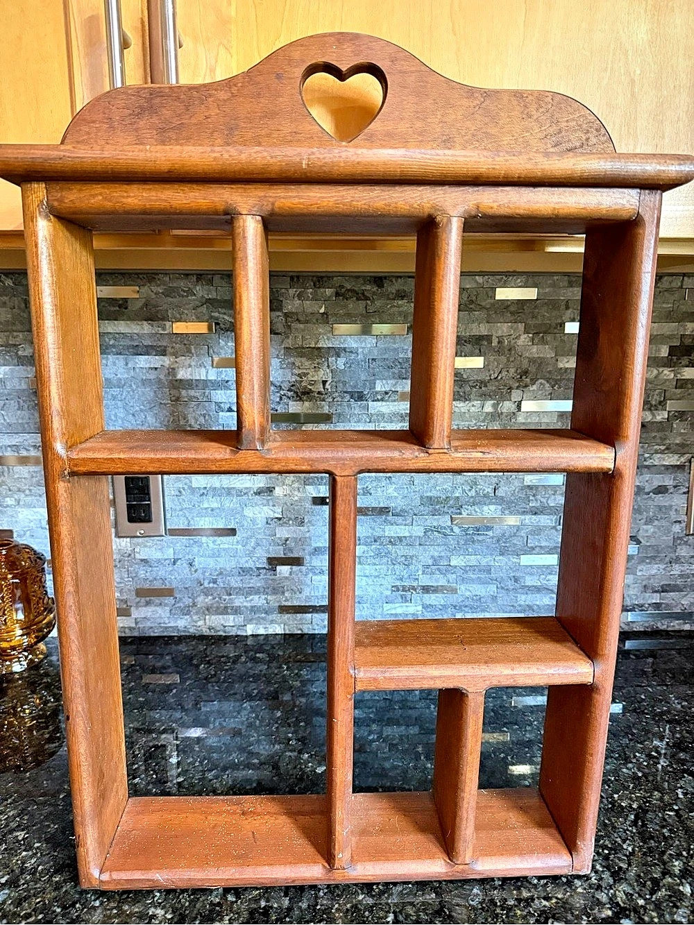 Vintage Cottage Core Large 25” Heart Wooden Shelving Unit